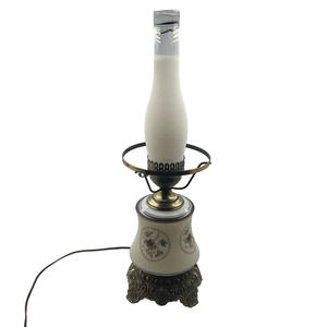 Vintage Hurricane Lamp Electric Cottage Core Floral Dual Lights 3 Settings GWTW